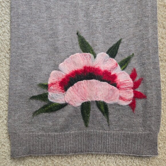 NWOT J. Jill Knit Scarf with Needle Felted Wool Flowers - Picture 14 of 15